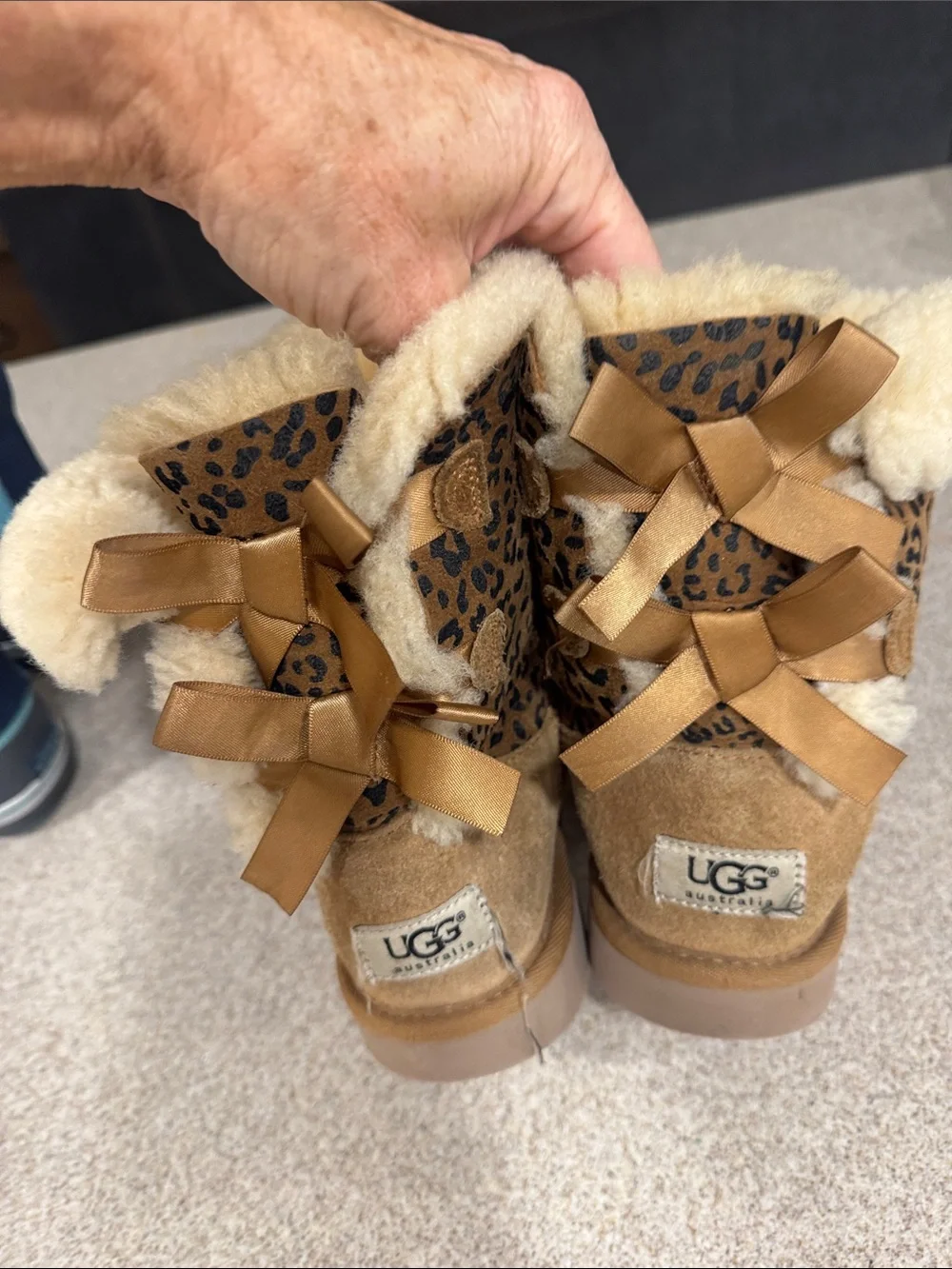 UGG Leopard Print Chestnut Suede Shearling Lined Boots
